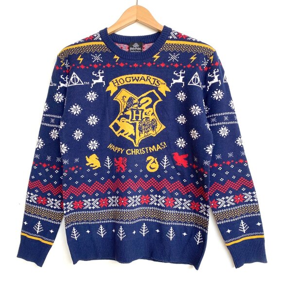 NWOT Harry Potter Hogwarts Happy Christmas Unisex Holiday Ugly Sweater Size S - Picture 2 of 9